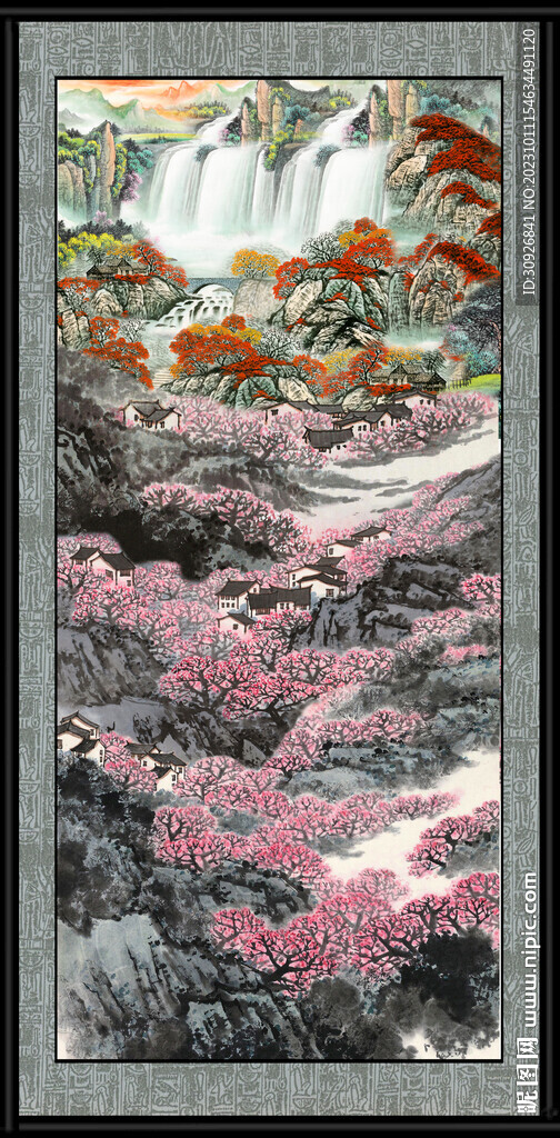 竖版山水画 