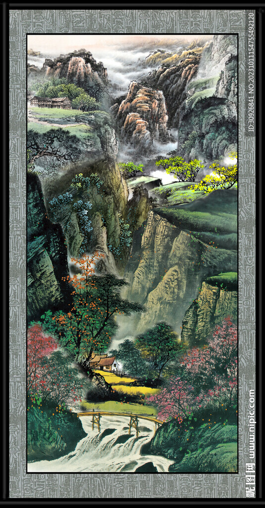 竖版山水画 