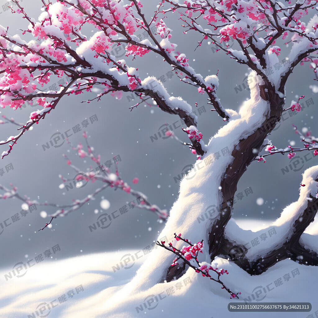 雪压寒梅