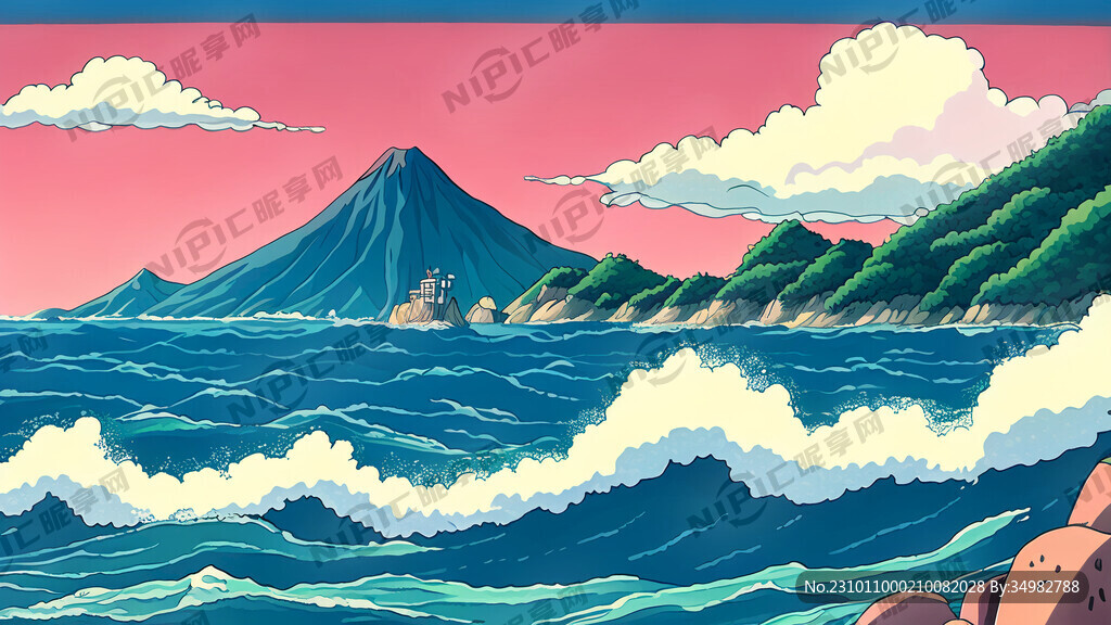 山海 卡通 宫崎骏 手绘 清新