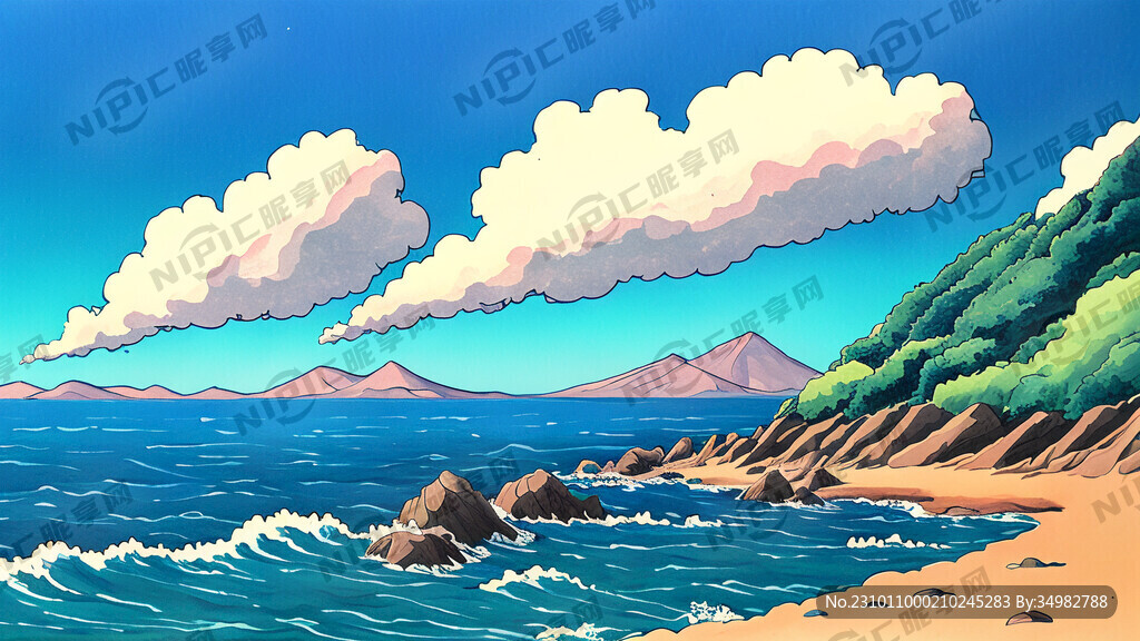 山海 卡通 宫崎骏 手绘 清新