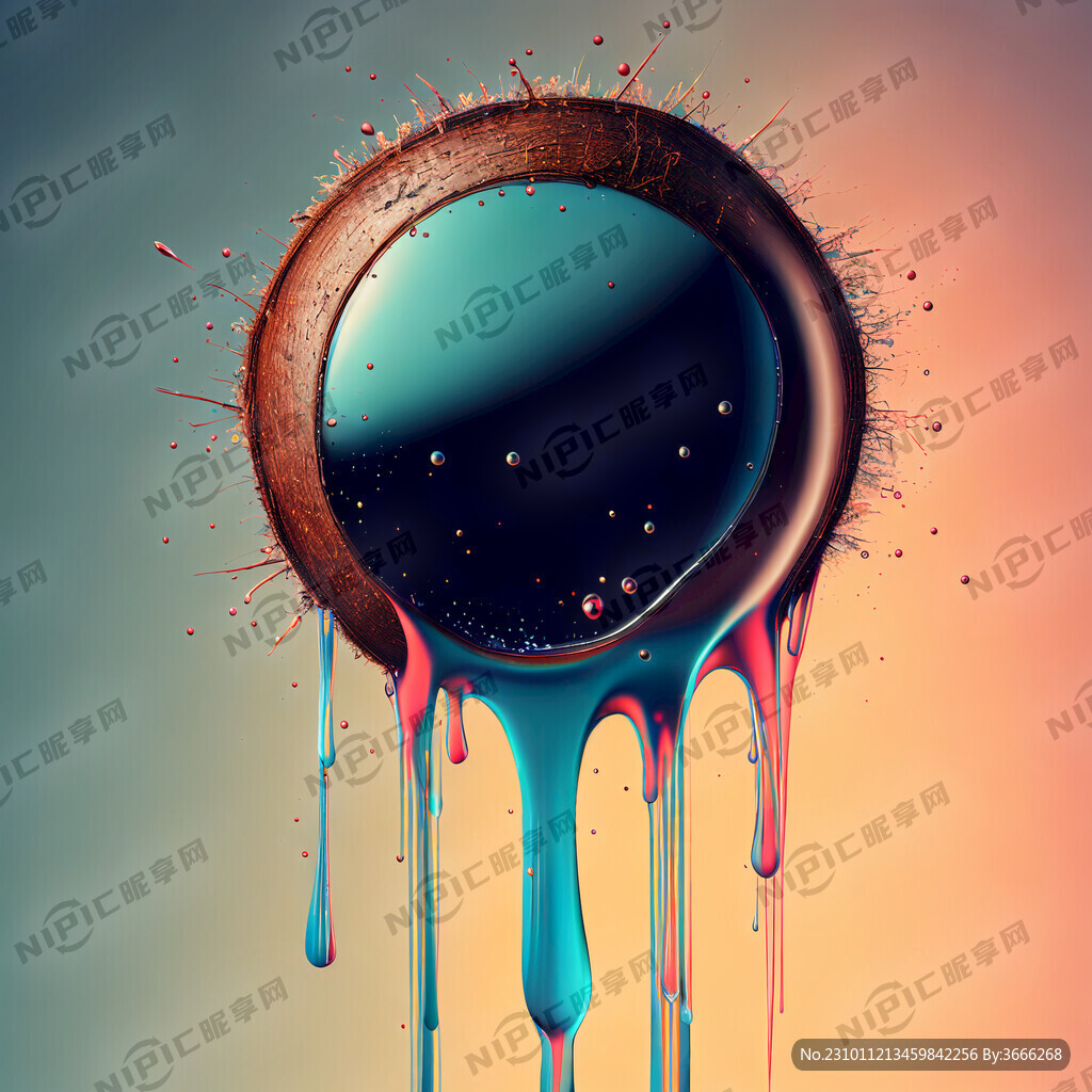 椰子滴水的抽象画