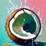 椰子果流水的抽象画