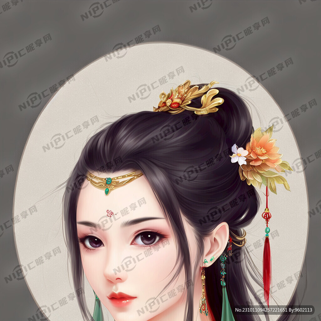 国潮 古风 美女 可爱 卡通