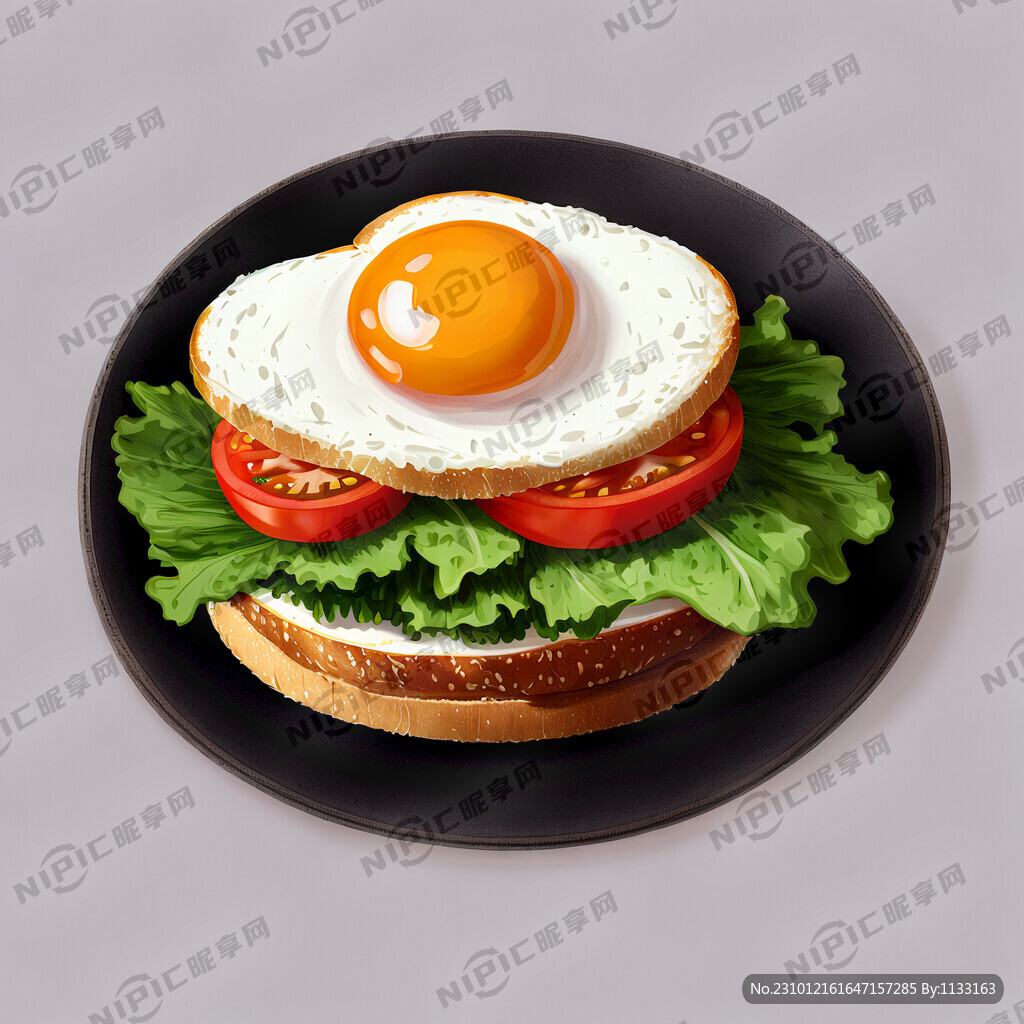 三明治 夹有生菜 西红柿