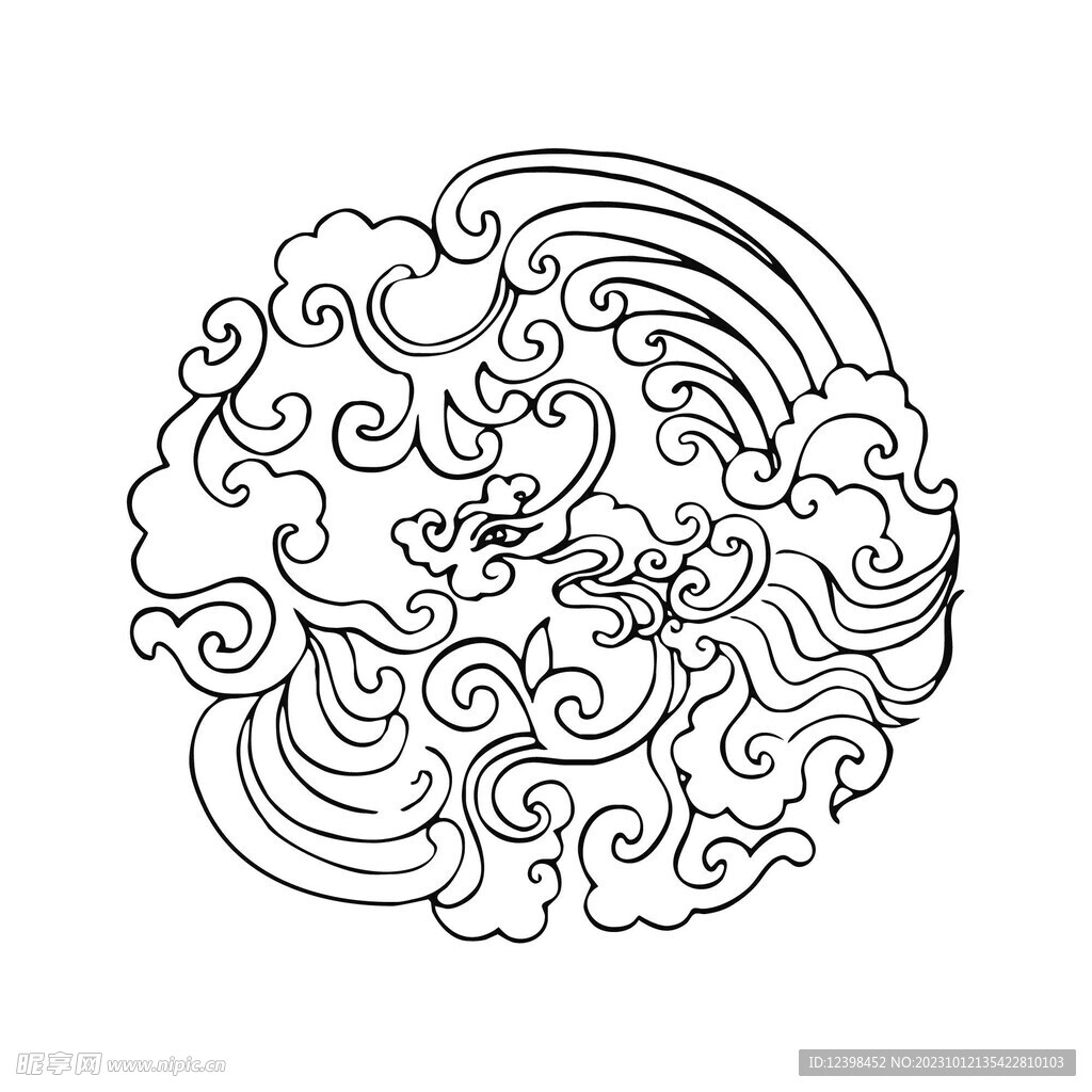 中式传统图案线稿
