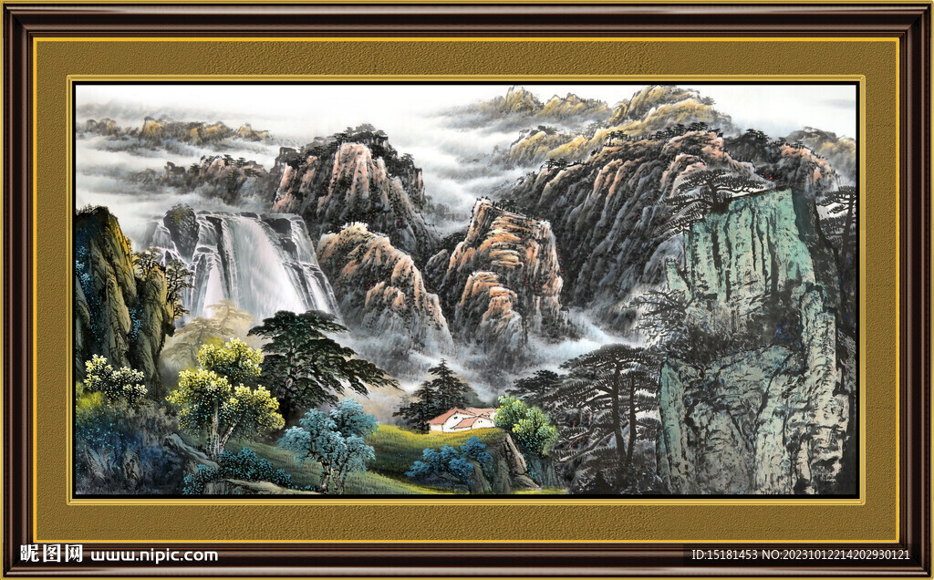 招财山水画 