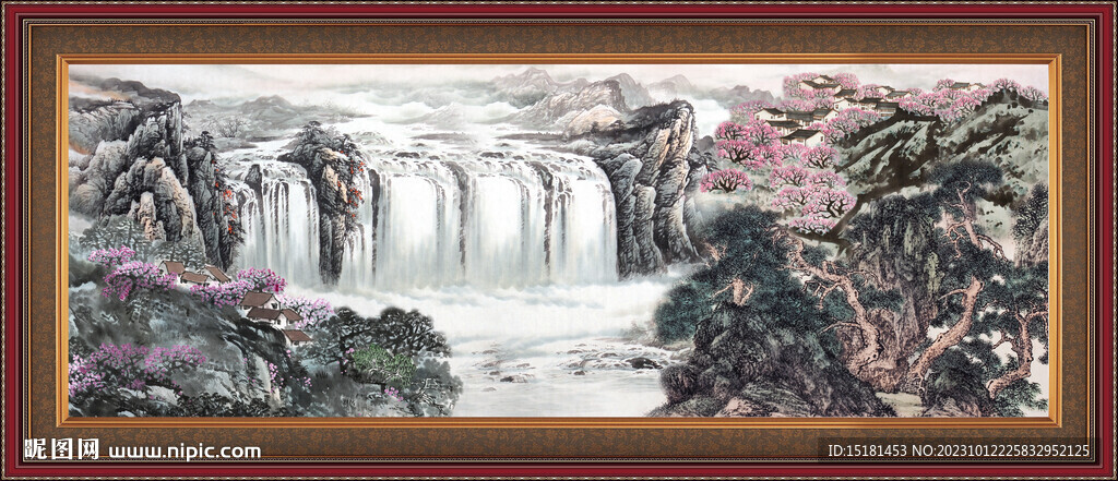 招财山水画 