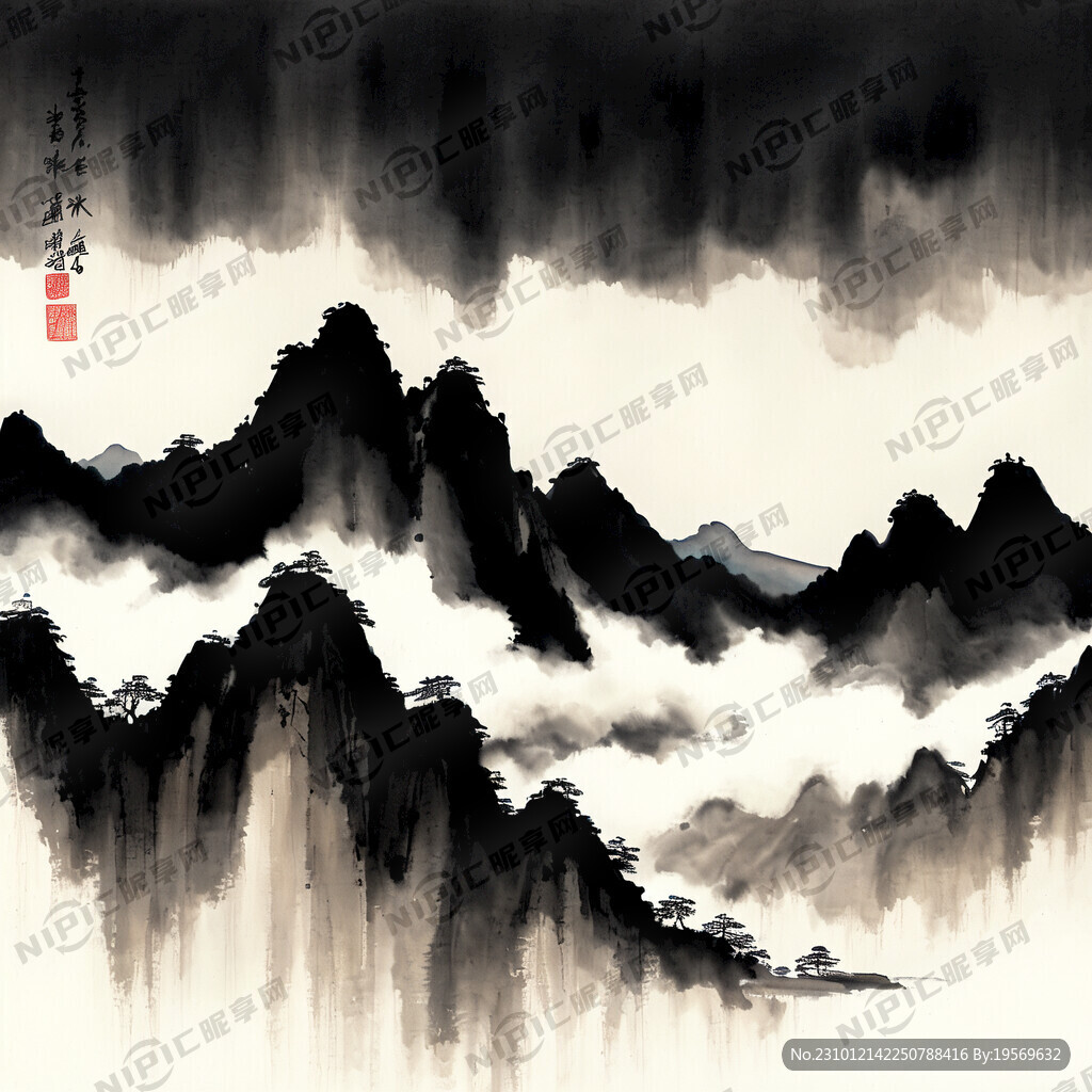 线条山水画