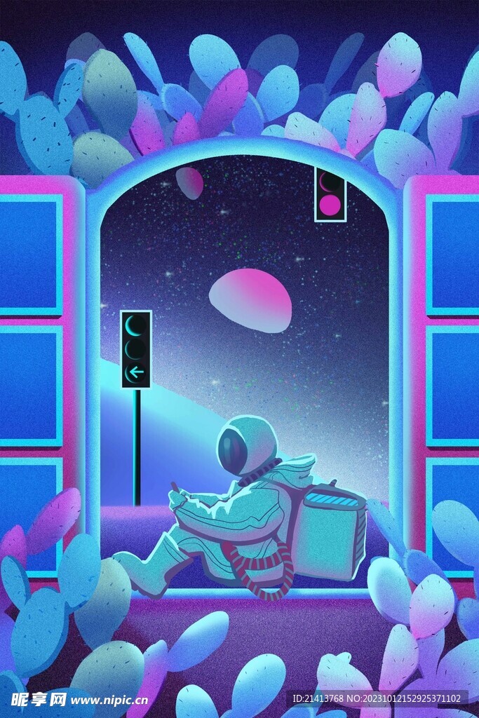 手绘宇航员 