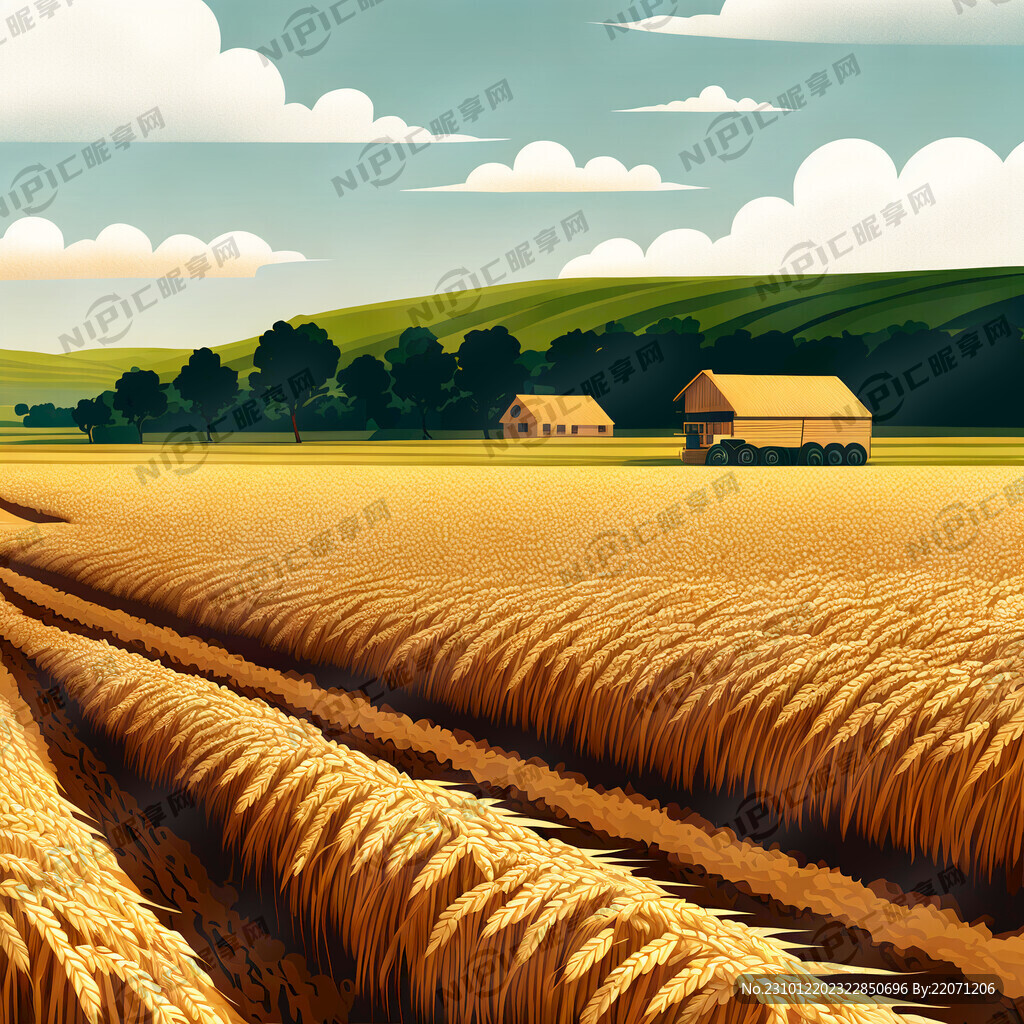 插画设计 耕地 燕麦