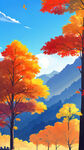 秋天背景，唯美，景色宜人，阳光，蓝天
