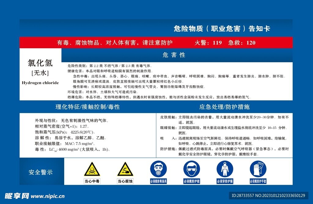 氯化氢 无水 危险物质告知卡