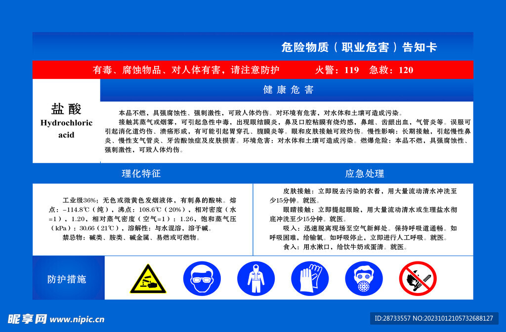 盐酸职业危害告知卡