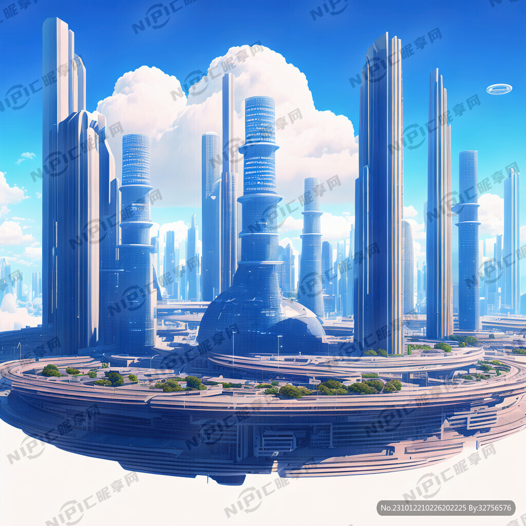 未来城市 科技感 蓝天白云