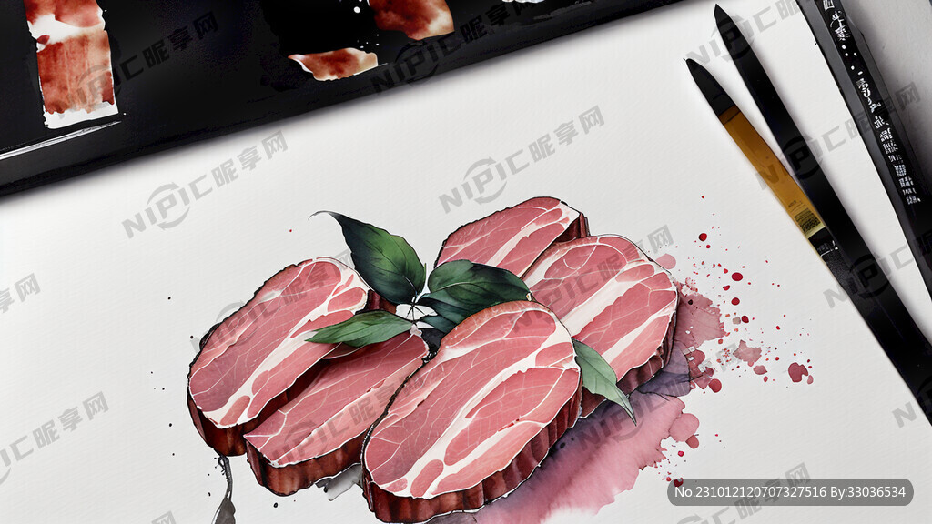火腿 用水墨风