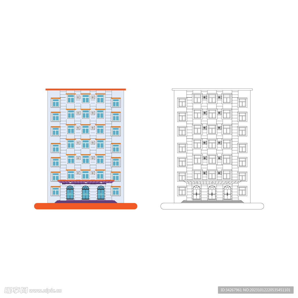 现代建筑插画