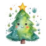 圣诞树水彩画