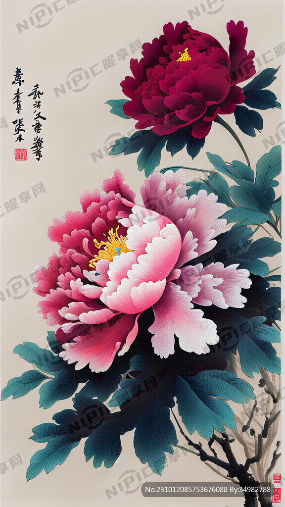 刺绣 牡丹 国色天香 完整