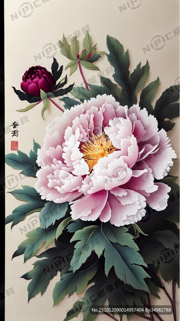 刺绣 牡丹 国色天香 完整