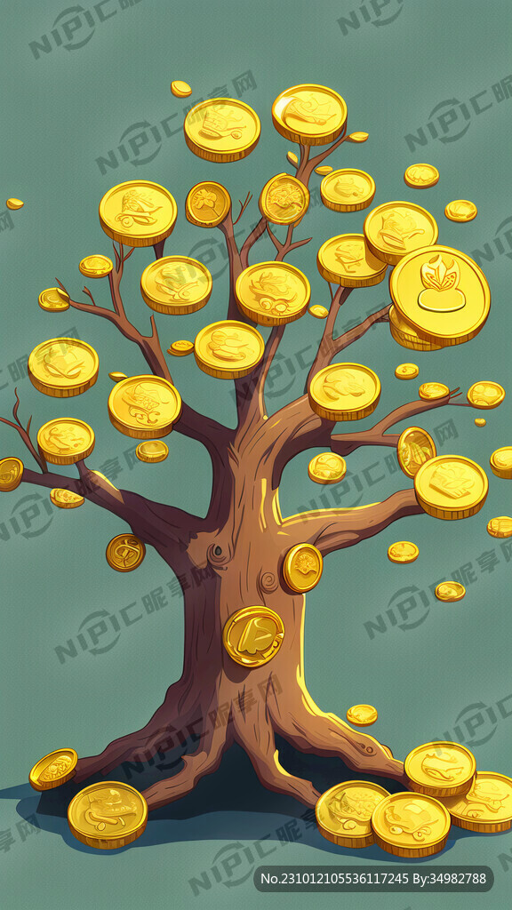 树冠 俯视 金币 金 卡通