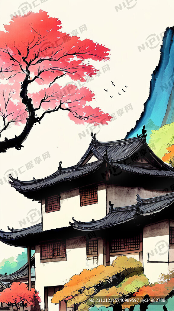 山村 中国 卡通 宫崎骏 清新