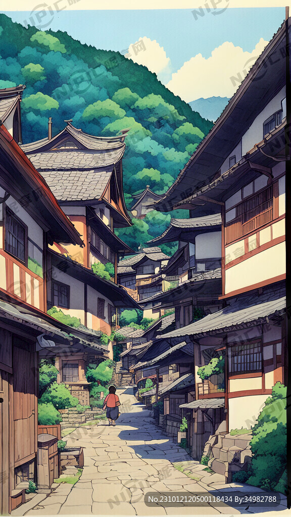山村 手绘 宫崎骏 清新