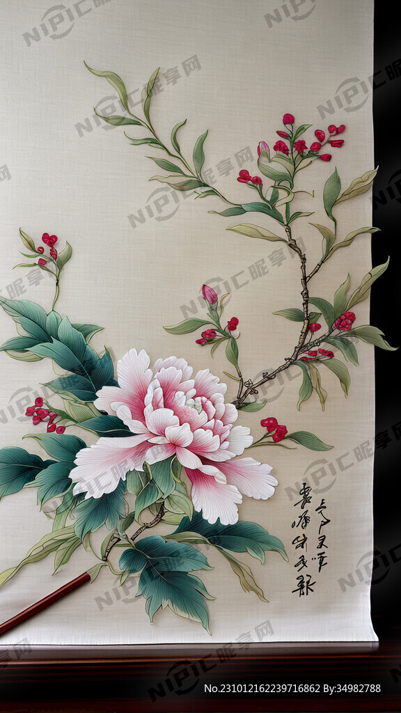 花墙 刺绣 清新 布满 桌面