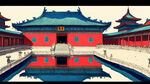 北京四合院，手绘，卡通，宫崎骏，清新，壁纸