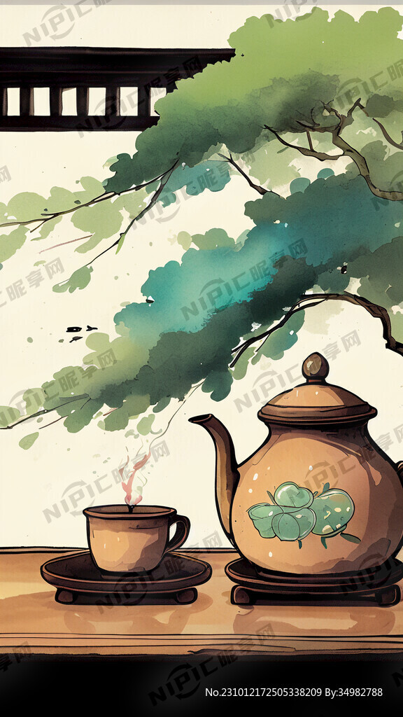 茶式 家具 中式 手绘 卡通