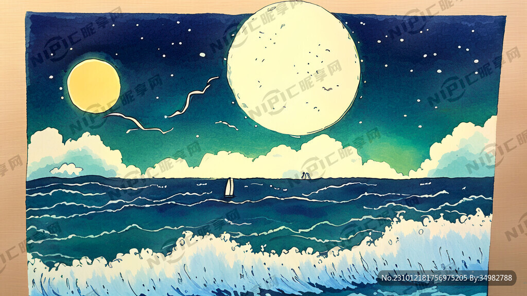 海 月 手绘 卡通 宫崎骏