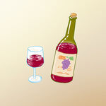 瓶子和杯子里的红酒卡通插画