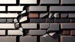黑色砖墙裂破的3d效果图