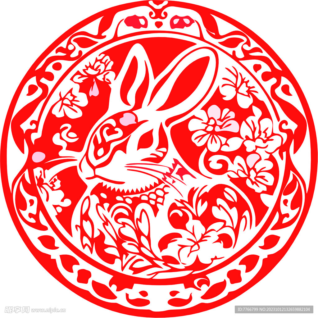 十二生肖之红色的兔子_传统艺术_文化艺术_图行天下图库