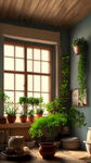 背景墙，灯光，茶几，盆栽，拍照，田园风，室内