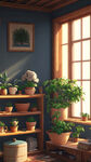 背景墙，灯光，茶几，盆栽，拍照，田园风，室内，明亮，温馨