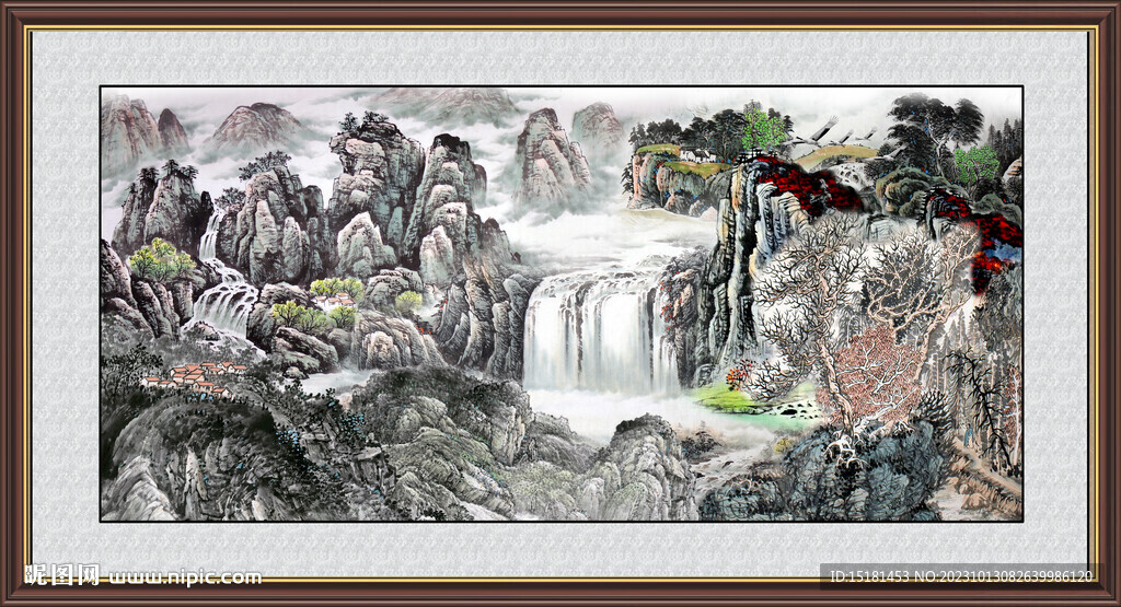 招财山水画 