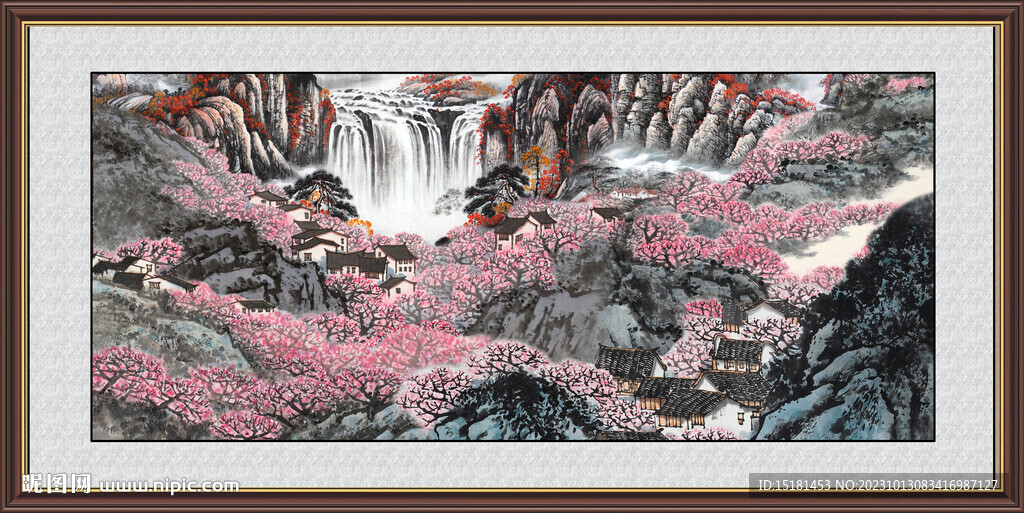 招财山水画 