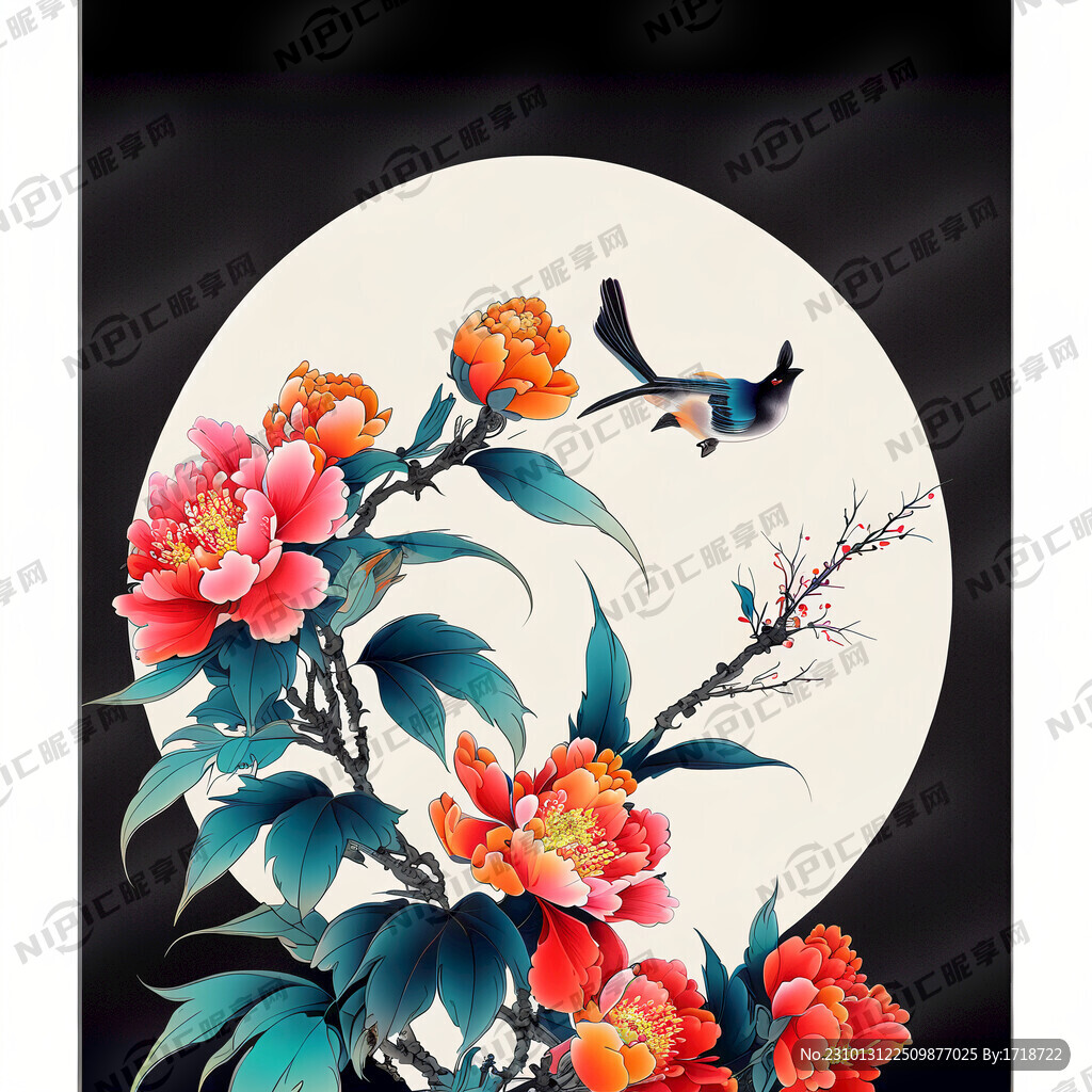 国画 花鸟 矢量 线图