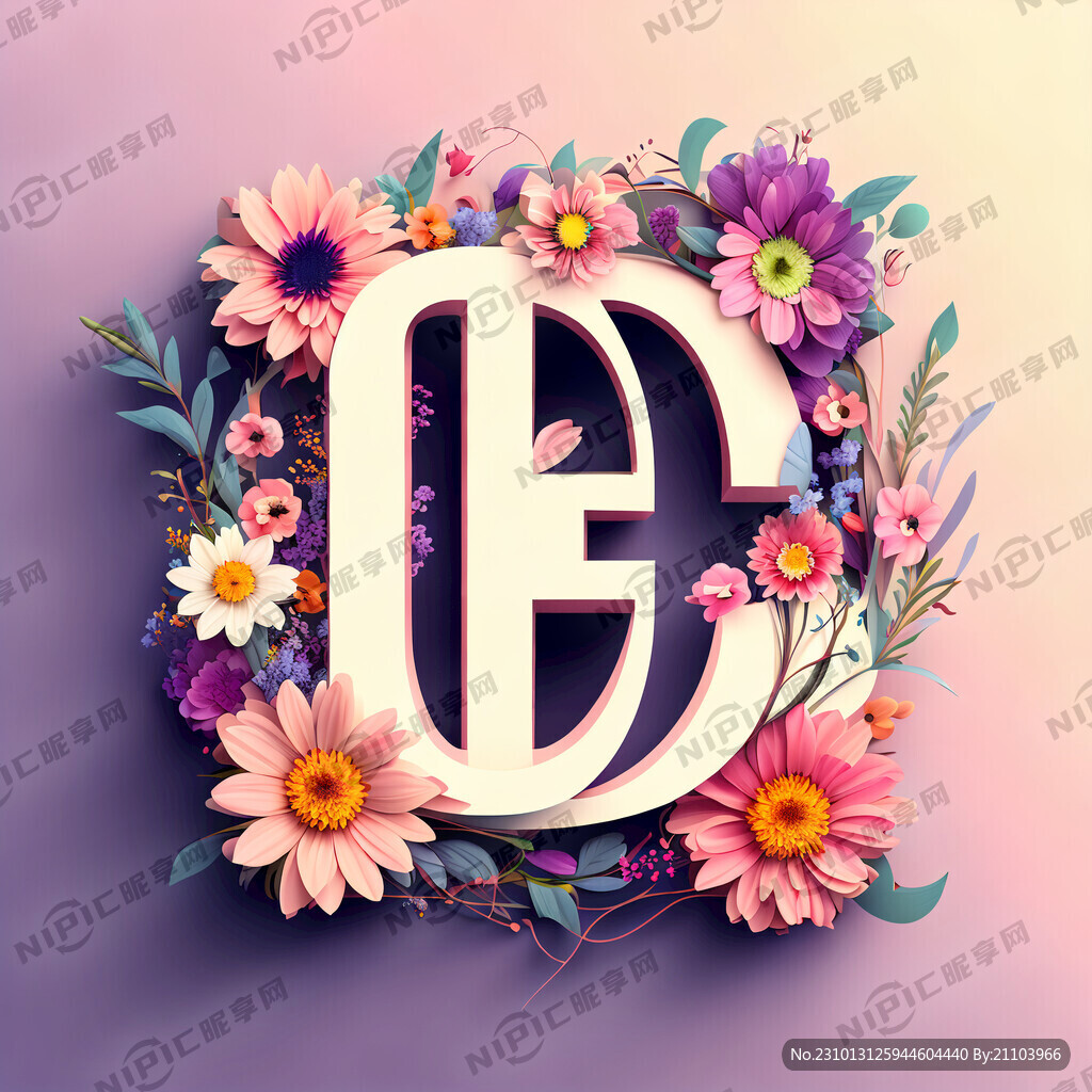 鲜花缠绕你好立体字