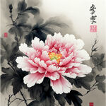 肌理，大花。水彩。水墨