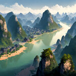 江郎山的美清漾的古，和静县，鸟瞰图