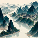 江郎山的美清漾的古，和静县，鸟瞰图