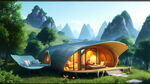 别墅光伏家庭温馨，江郎山的美清漾的古，山林风景太空舱露营小精灵梦幻