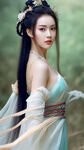 清纯，美女，温婉仙女，盛世容颜，倾国倾城，长发，体型苗条，现代，精美细节，白色如玉肌肤，优雅，真人美女，细腻，精美细节，氛围光，光影，细节，高质量，体积光，电影打光，纯色背景，精致美丽的五官，全身