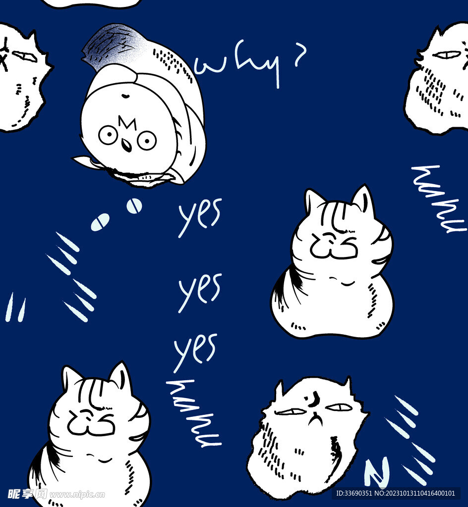 蓝底猫