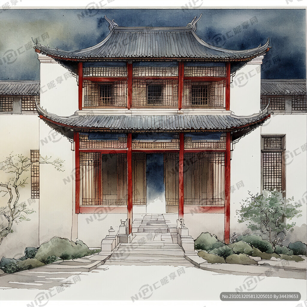 中国4大名楼生成简笔画