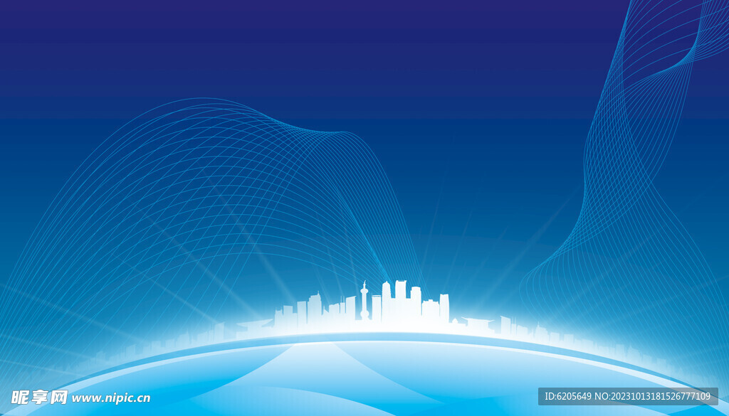 蓝色科技城市炫光背景