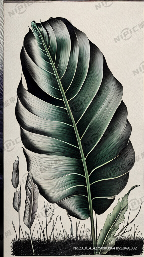 超高清 手绘细节刻画 北欧植物
