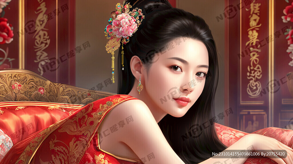 躺在贵妃沙发上的女人